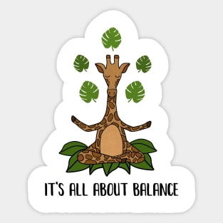 Giraffe Yoga Pose, Balance, Zen Meditation Sticker